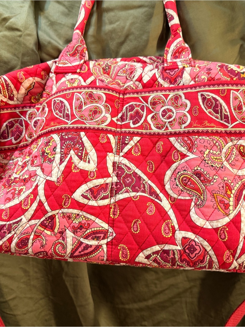 Vera Bradley Quilted Retired Rosy Posey Pink & Red Paisley Big Tote